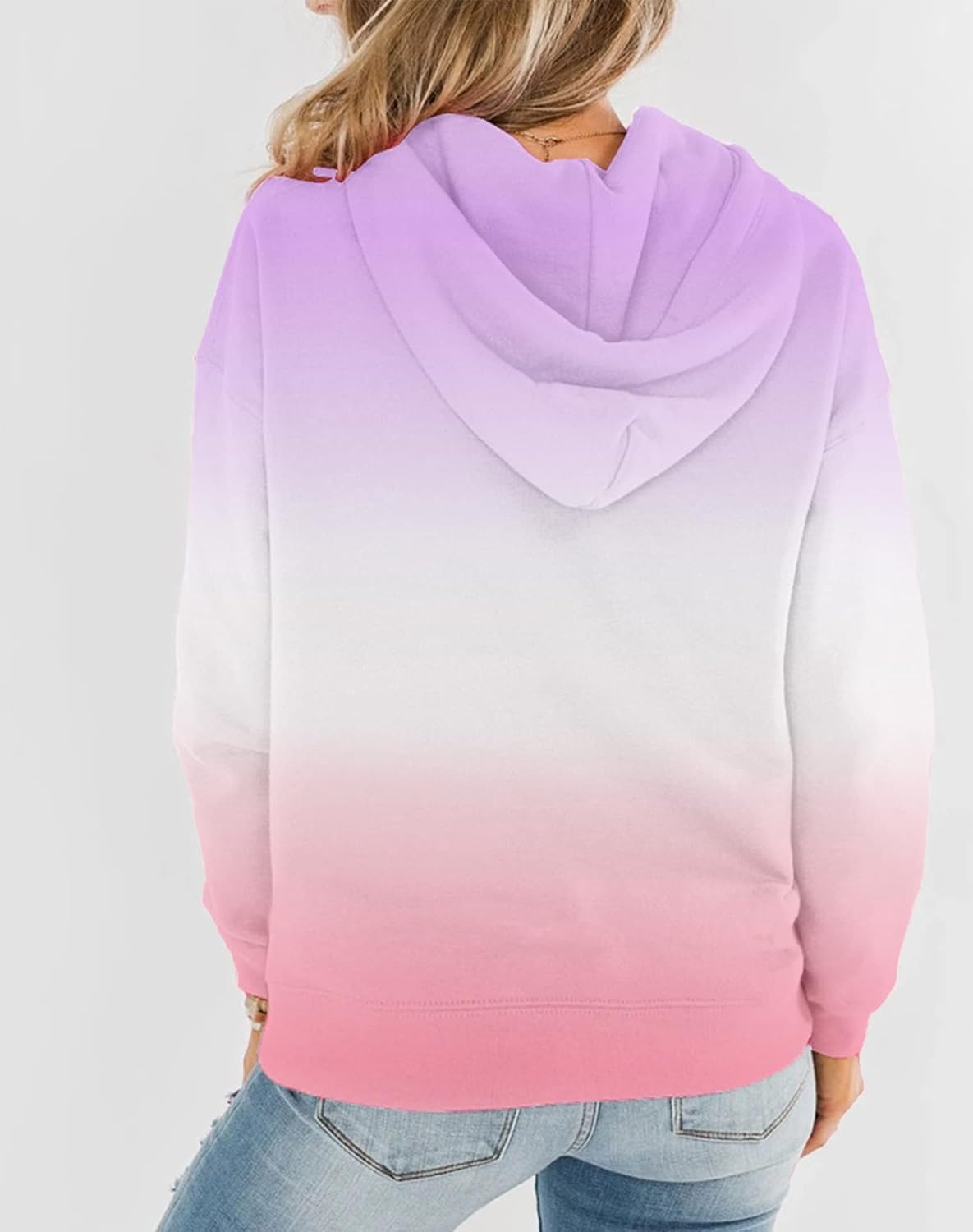 Womens Casual Hoodies Crew Neck Long Sleeve Sweatshirts with Pocket Lightweight Pullover Tops