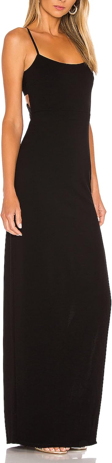 Women's Sexy Backless Spaghetti Straps Square Neck Maxi Dress Thigh High Slit Bodycon Cocktail Party Dress 211