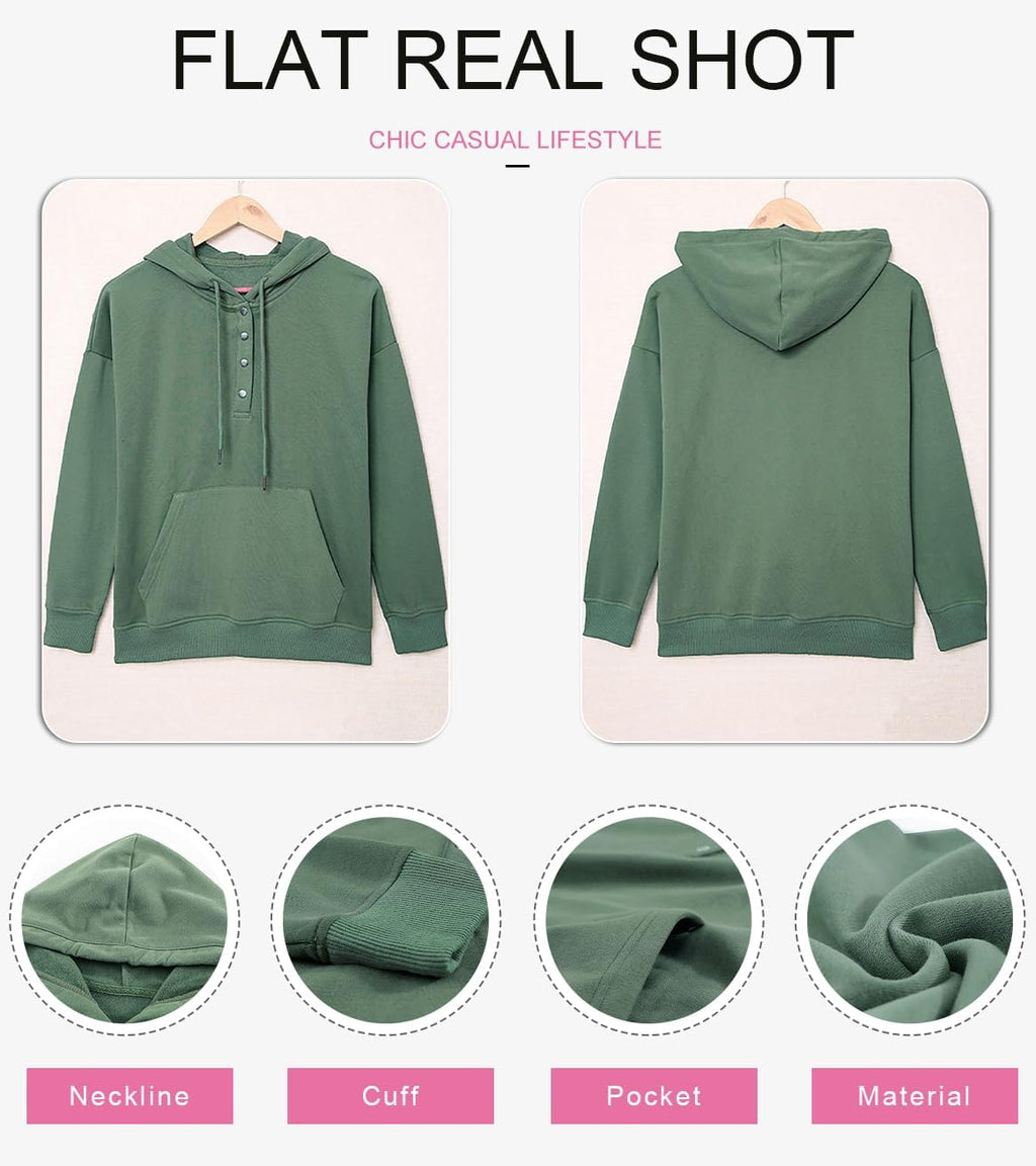 Women's Casual Hoodies Long Sleeve Solid Lightweight Pullover Tops Loose Sweatshirt with Pocket