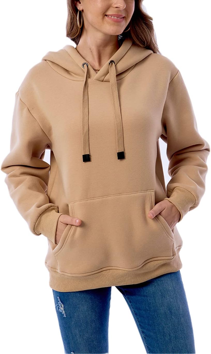 Womens Casual Winter Warm Fleece Sherpa Lined Pullover Hooded Sweatshirt