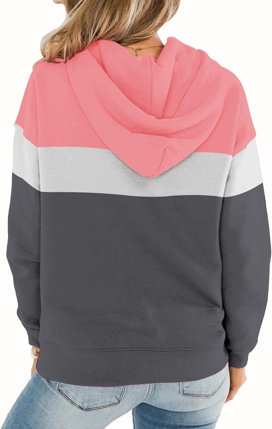 Womens Casual Hoodies Crew Neck Long Sleeve Sweatshirts with Pocket Lightweight Pullover Tops