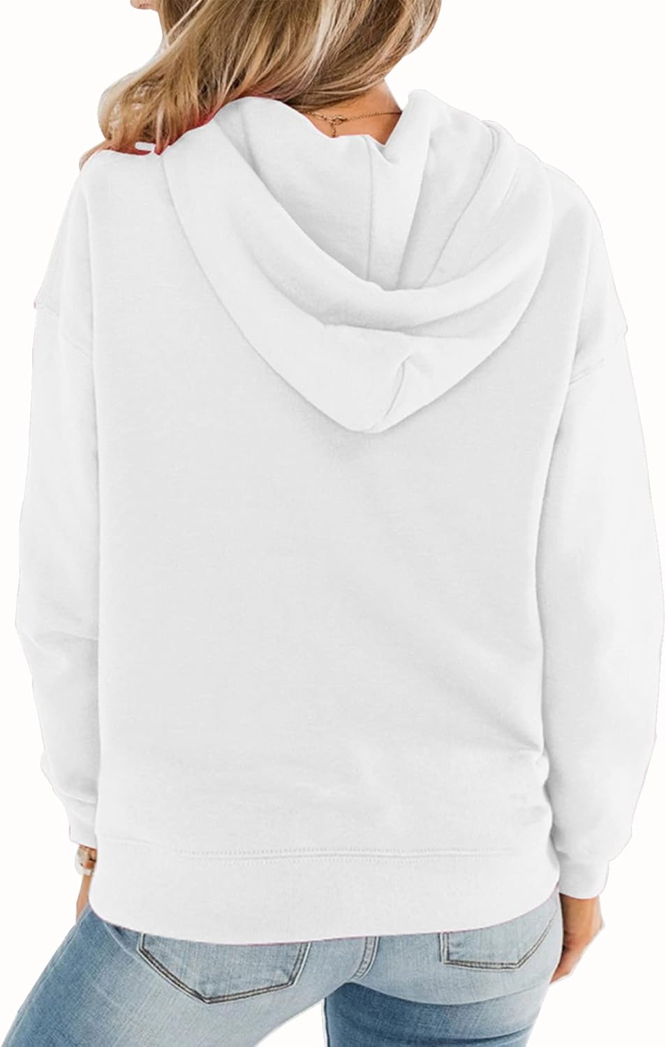 Womens Casual Hoodies Crew Neck Long Sleeve Sweatshirts with Pocket Lightweight Pullover Tops