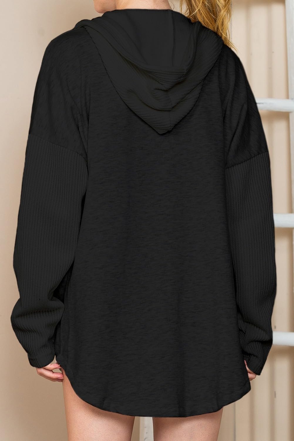 Oversized Sweatshirt for Women Loose Fit Casual Long Sleeve Button Hooded Sweatshirts Hoodies with Pocket