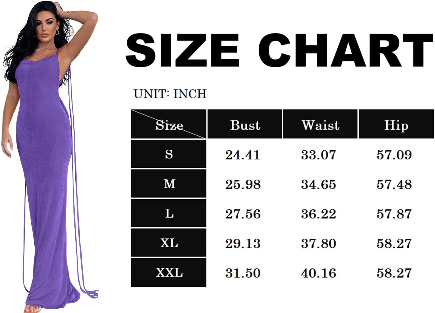 Slip Bodycon Dresses for Women Spaghetti Strap Lace Up Backless Cowl Neck Maxi Mermaid Cocktail Party Dress