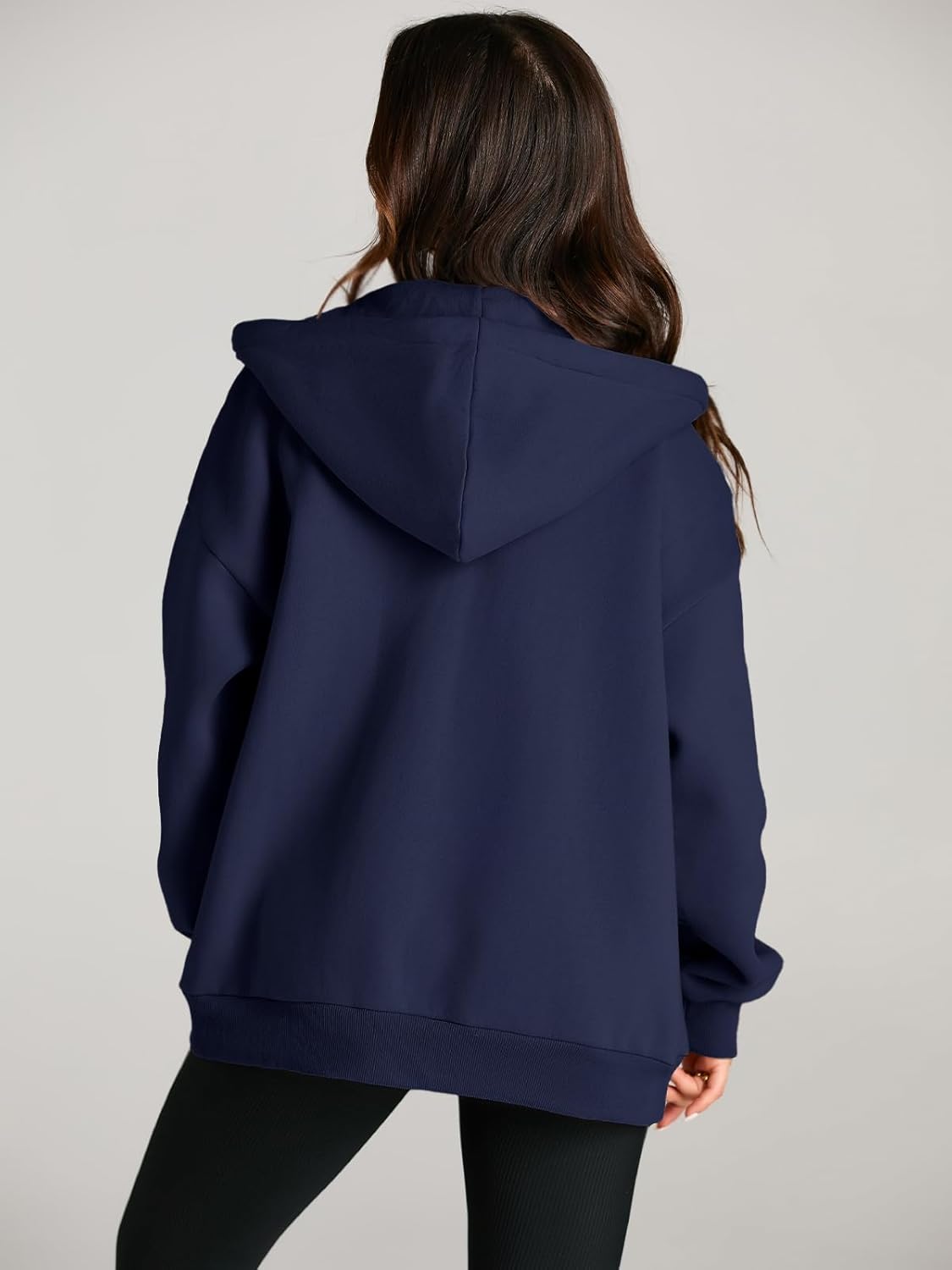 Women's Drawstring Zip Up Cute Hoodies Fall Jacket Oversized Casual Sweatshirts with Pocket