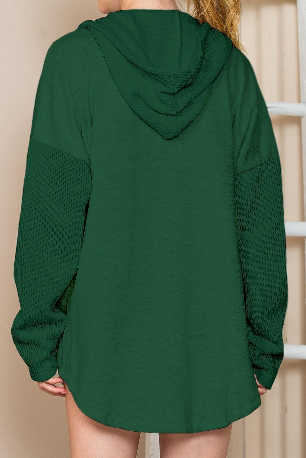 Oversized Sweatshirt for Women Loose Fit Casual Long Sleeve Button Hooded Sweatshirts Hoodies with Pocket