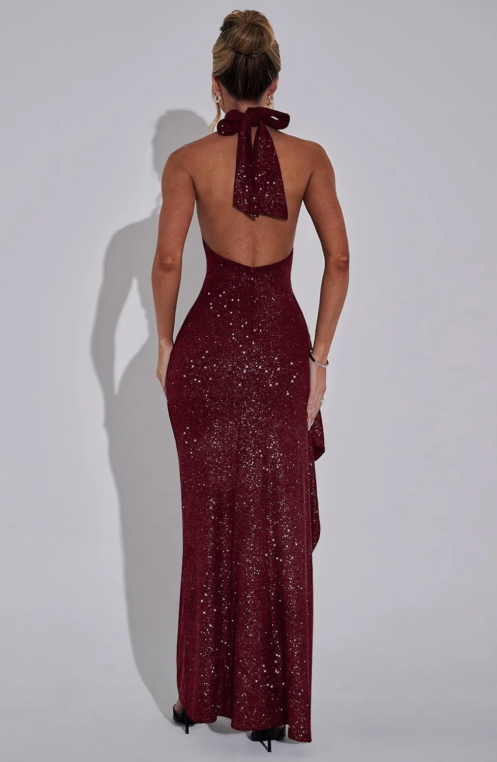 Women's Sexy High Split Bodycon Sleeveless Backless Party Maxi Dress