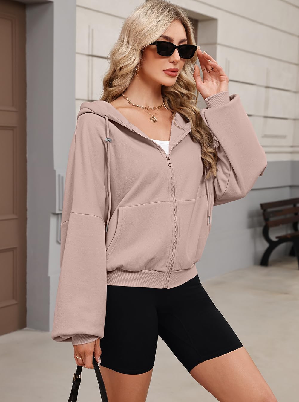 Womens Zip Up Hoodies Oversized Workout Sweatshirts Fall Fashion 2025 Casual Fleece Y2k Jackets Winter Fall Clothes