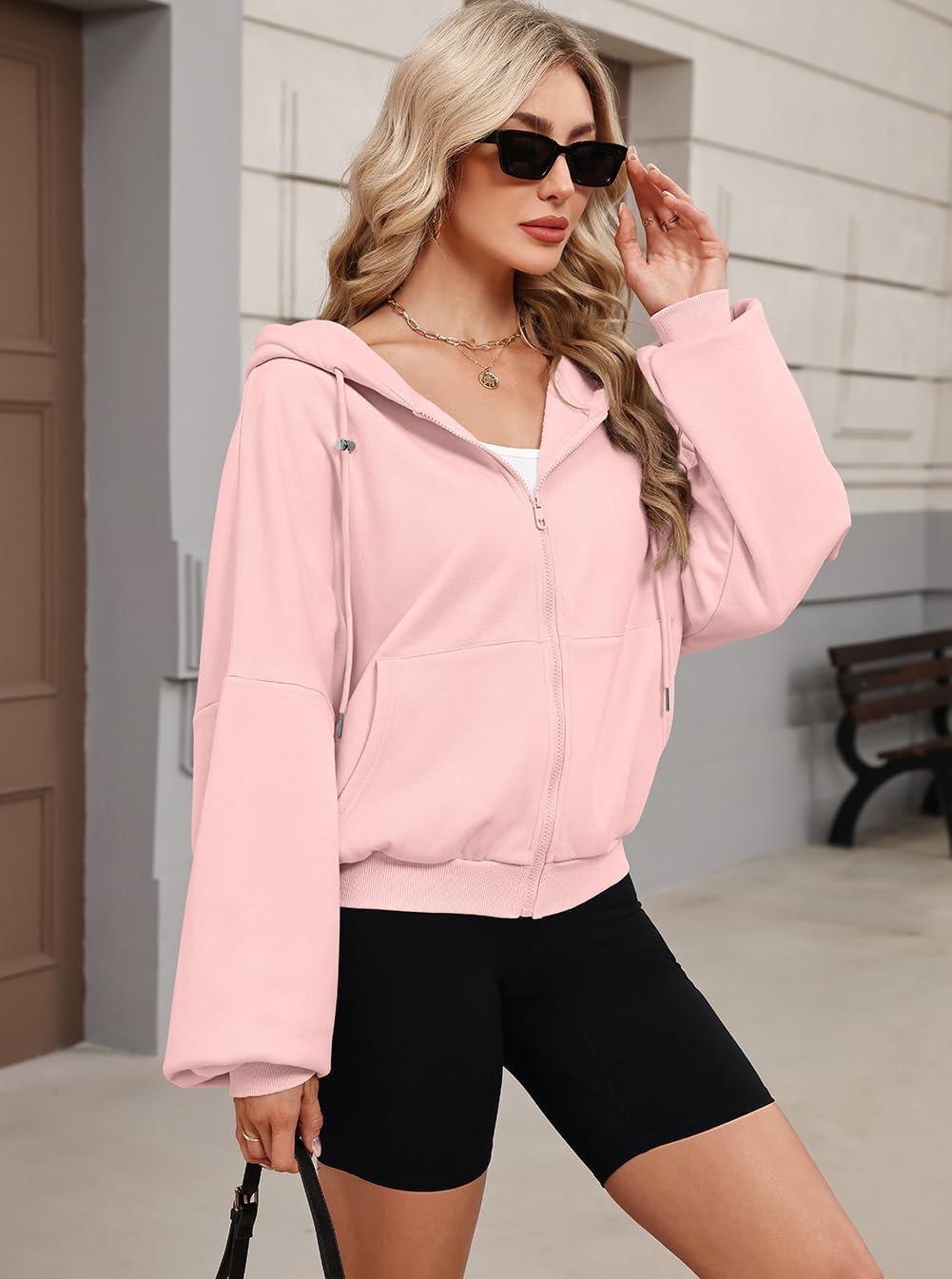 Womens Zip Up Hoodies Oversized Workout Sweatshirts Fall Fashion 2025 Casual Fleece Y2k Jackets Winter Fall Clothes
