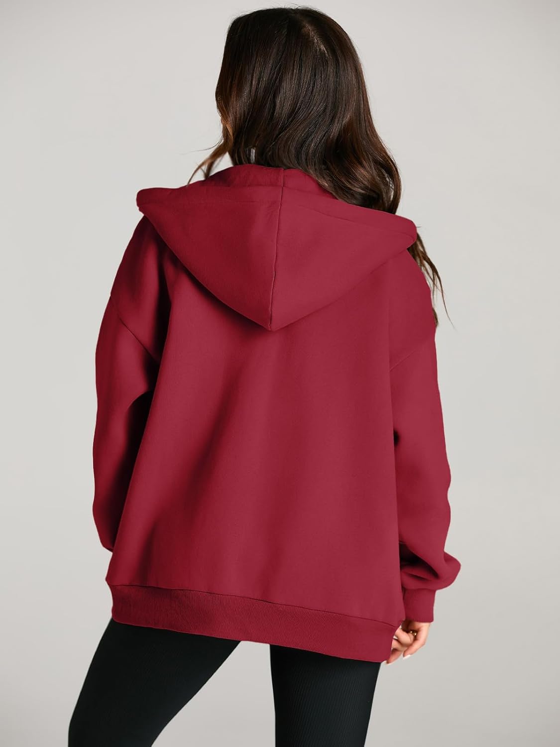 Women's Drawstring Zip Up Cute Hoodies Fall Jacket Oversized Casual Sweatshirts with Pocket