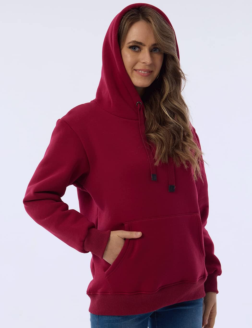 Womens Casual Winter Warm Fleece Sherpa Lined Pullover Hooded Sweatshirt