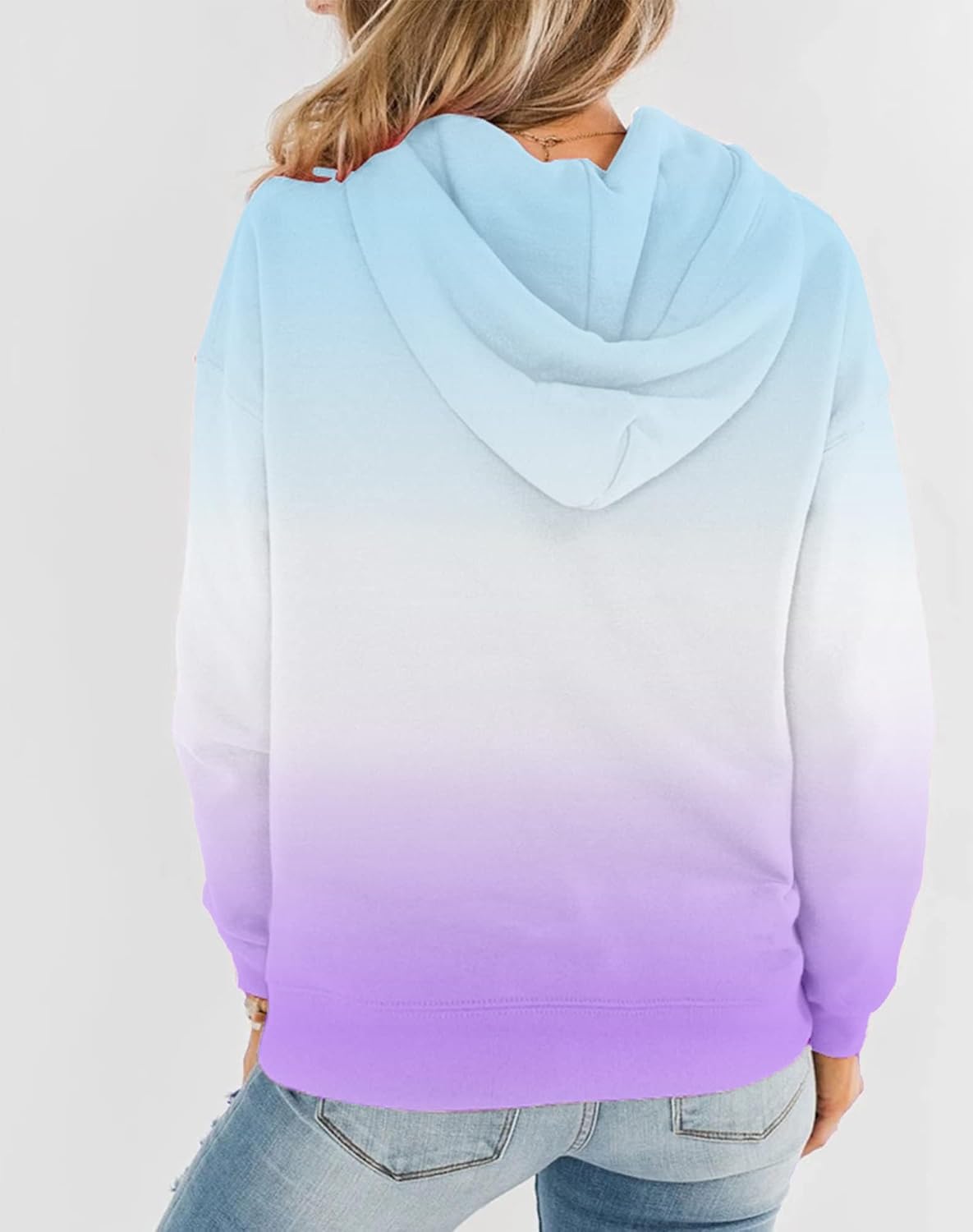 Womens Casual Hoodies Crew Neck Long Sleeve Sweatshirts with Pocket Lightweight Pullover Tops