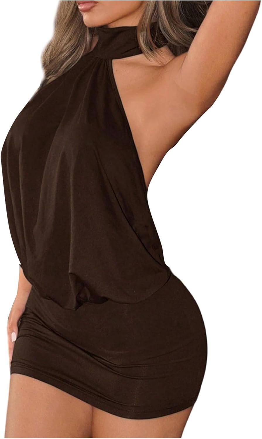 Women's Halter Mini Dress Y2k Backless Bodycon Club Night Cocktail Dresses