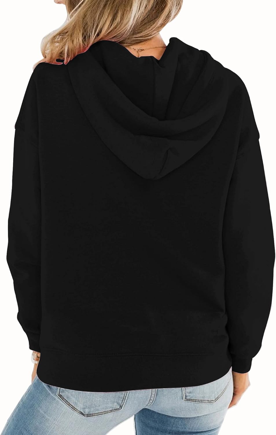 Womens Casual Hoodies Crew Neck Long Sleeve Sweatshirts with Pocket Lightweight Pullover Tops