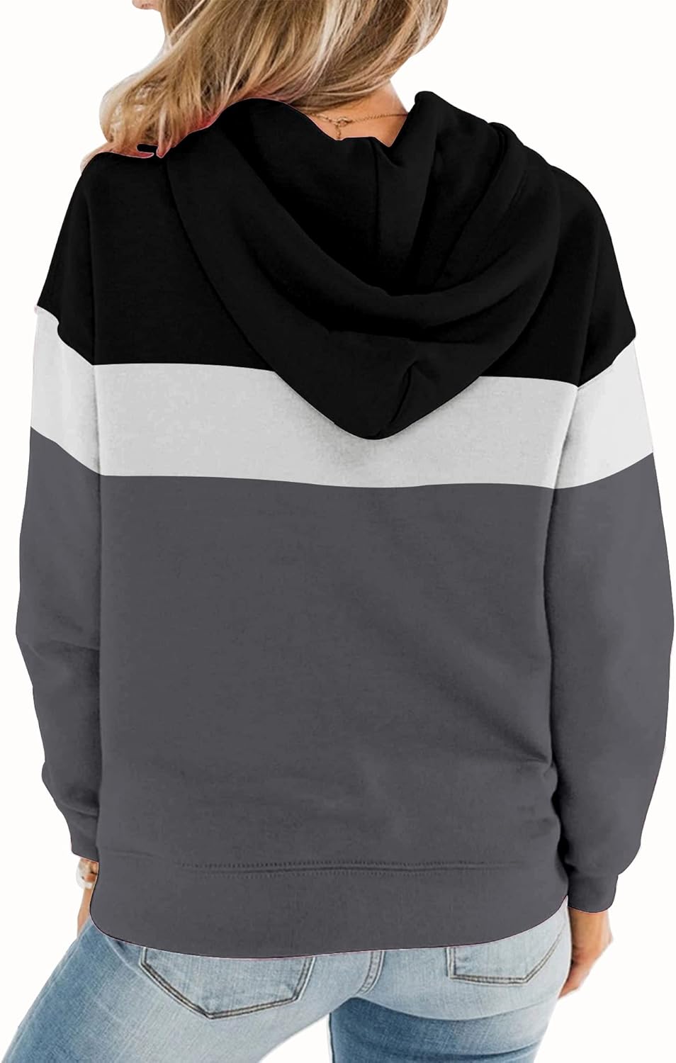 Womens Casual Hoodies Crew Neck Long Sleeve Sweatshirts with Pocket Lightweight Pullover Tops