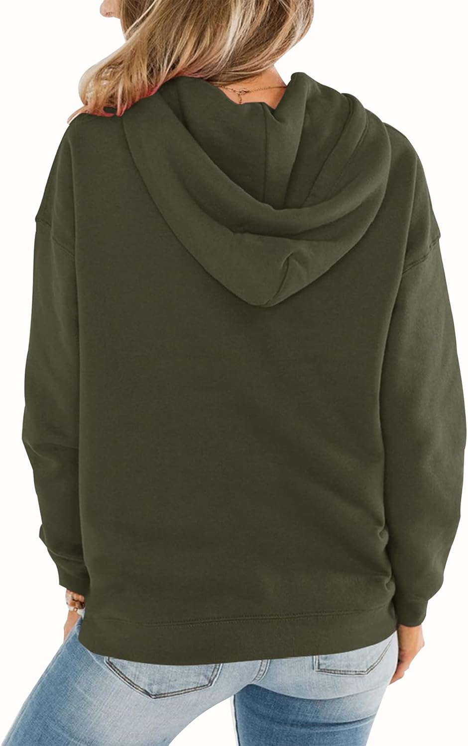 Womens Casual Hoodies Crew Neck Long Sleeve Sweatshirts with Pocket Lightweight Pullover Tops