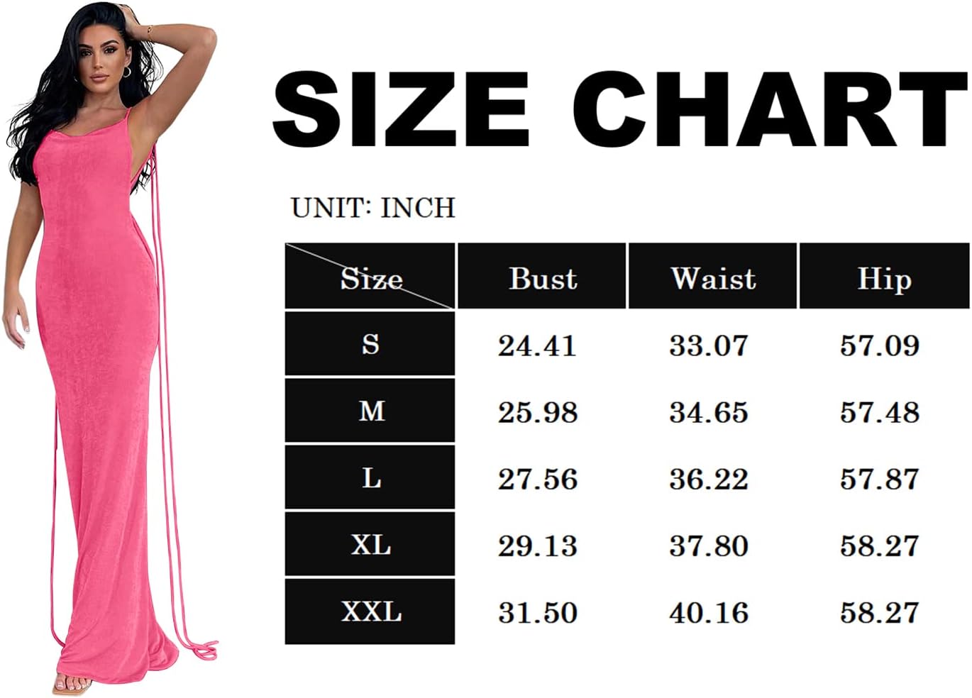 Slip Bodycon Dresses for Women Spaghetti Strap Lace Up Backless Cowl Neck Maxi Mermaid Cocktail Party Dress