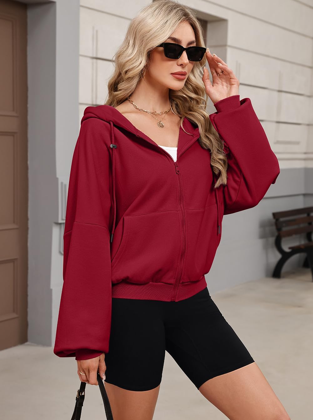 Womens Zip Up Hoodies Oversized Workout Sweatshirts Fall Fashion 2025 Casual Fleece Y2k Jackets Winter Fall Clothes