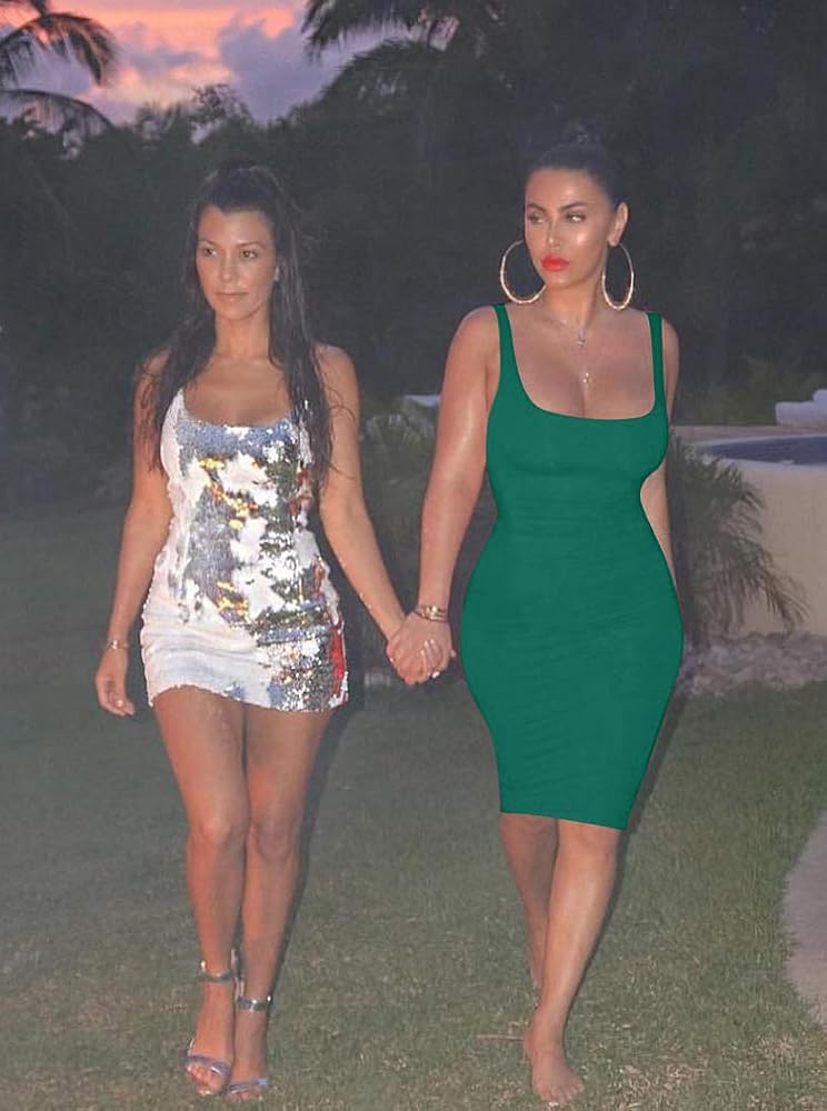 LAGSHIAN Women's Sexy Bodycon Tank Dress Sleeveless Basic Midi Club Dresses