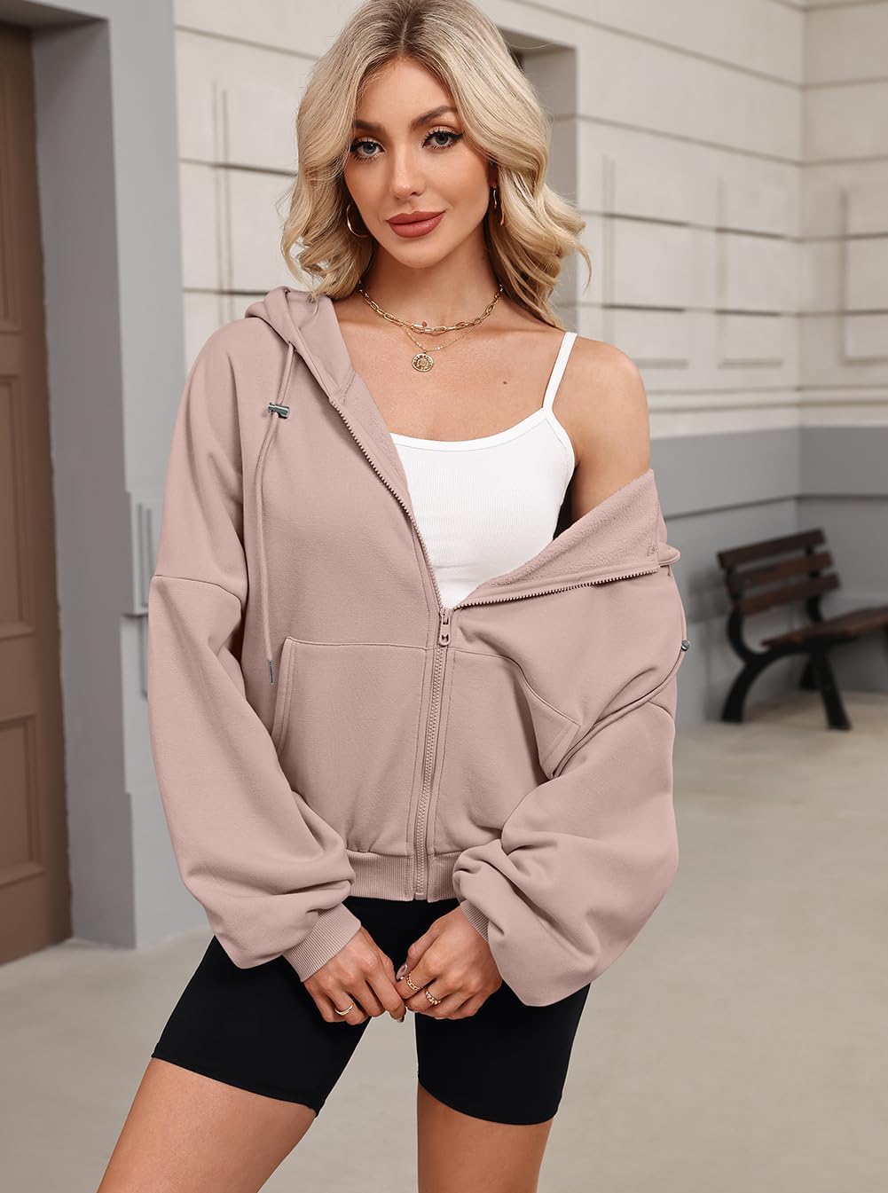 Womens Zip Up Hoodies Oversized Workout Sweatshirts Fall Fashion 2025 Casual Fleece Y2k Jackets Winter Fall Clothes