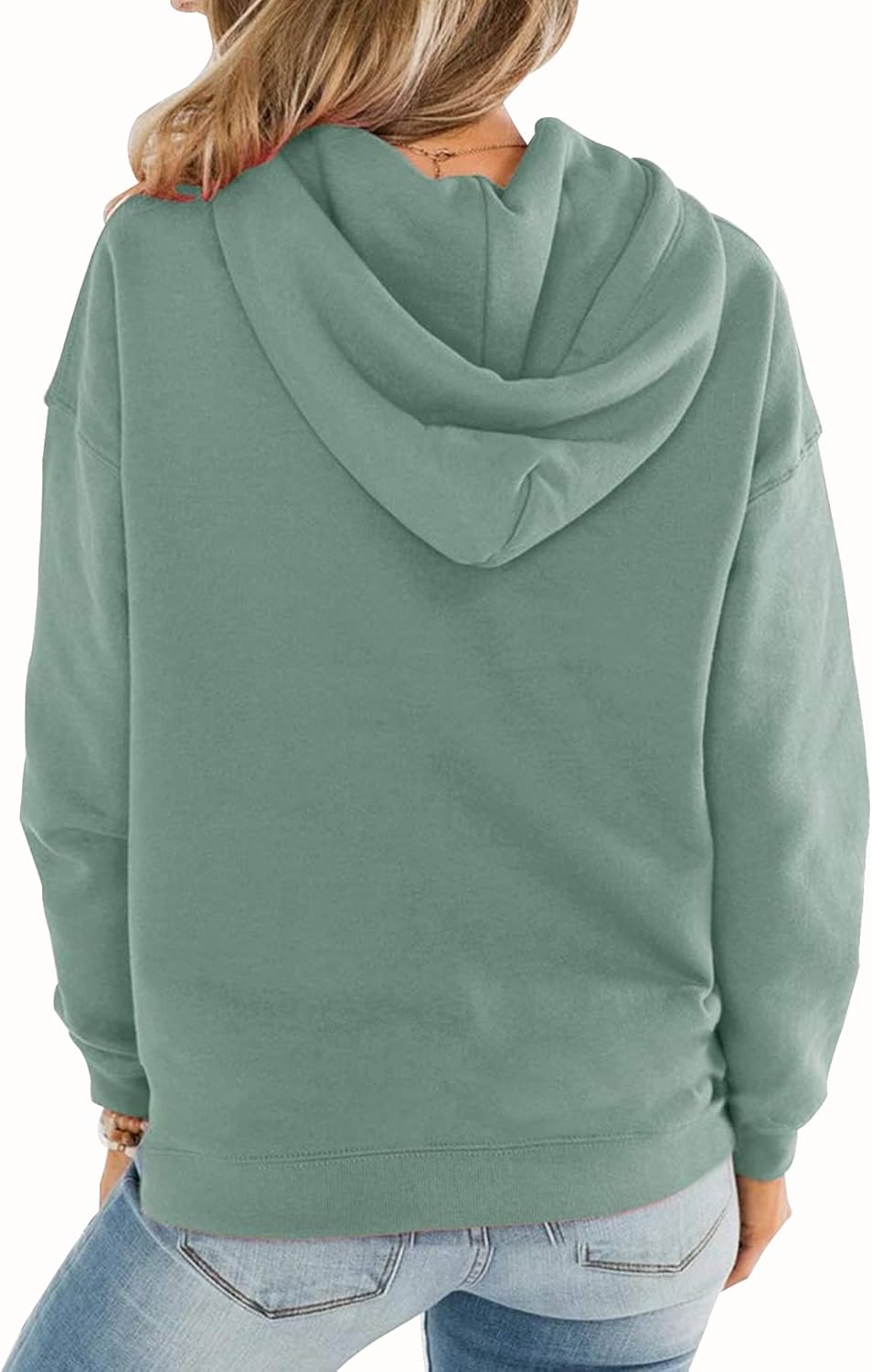 Womens Casual Hoodies Crew Neck Long Sleeve Sweatshirts with Pocket Lightweight Pullover Tops