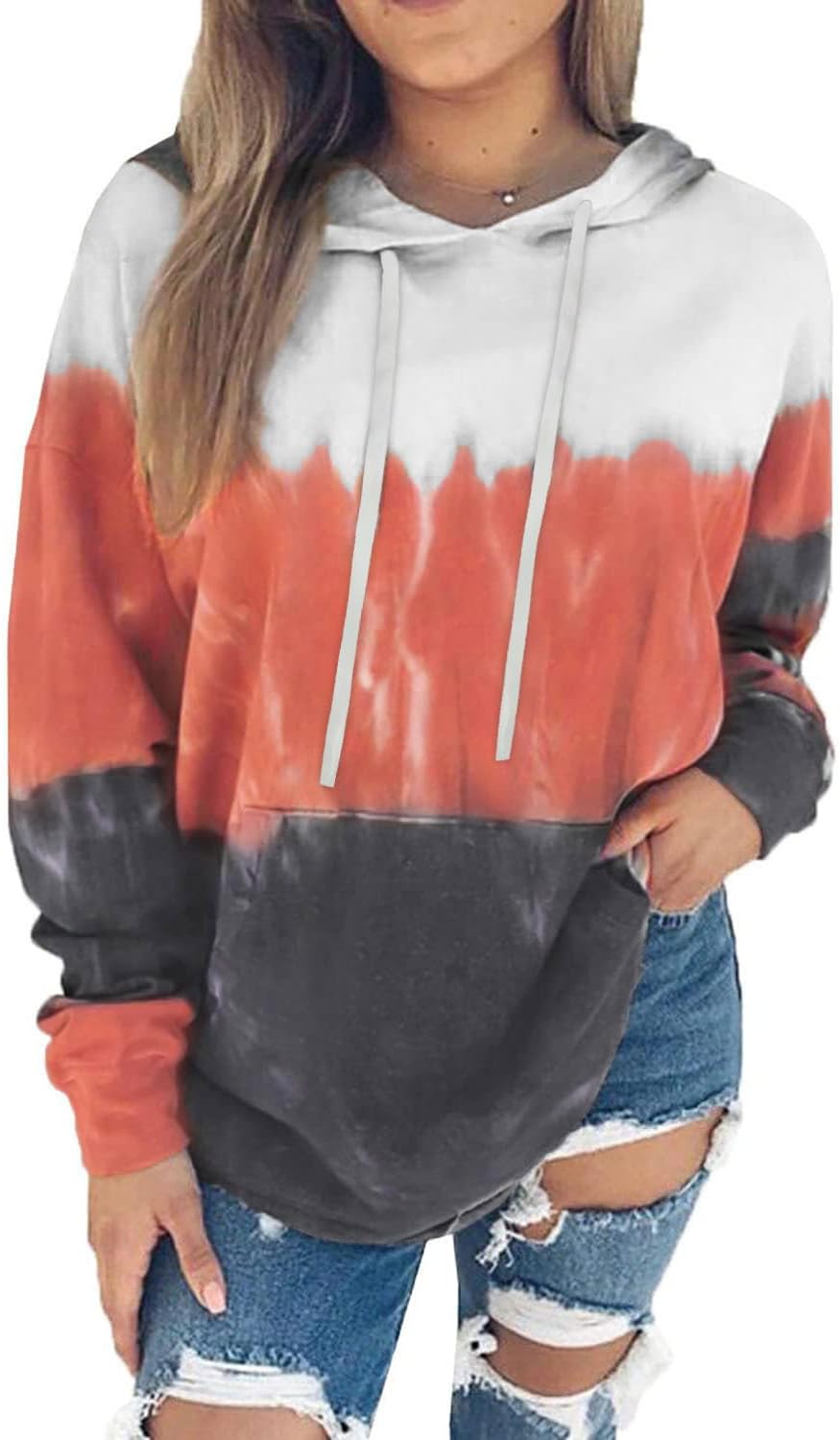 Women's Hoodies Long Sleeve Sweatshirts Drawstring Pullover Tops with Pocket Casual Loose Blouses Tunic