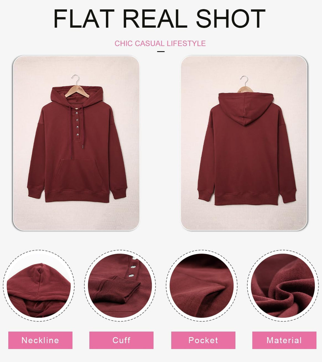 Women's Casual Hoodies Long Sleeve Solid Lightweight Pullover Tops Loose Sweatshirt with Pocket