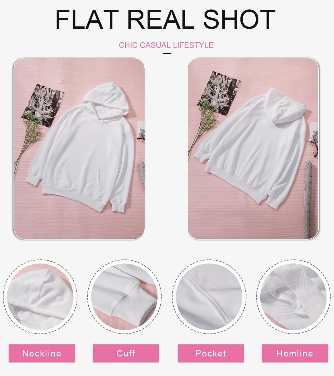 Women's Casual Hoodies Long Sleeve Solid Lightweight Pullover Tops Loose Sweatshirt with Pocket