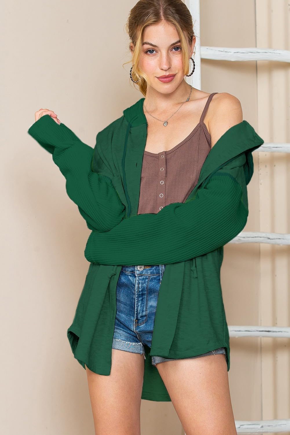 Oversized Sweatshirt for Women Loose Fit Casual Long Sleeve Button Hooded Sweatshirts Hoodies with Pocket