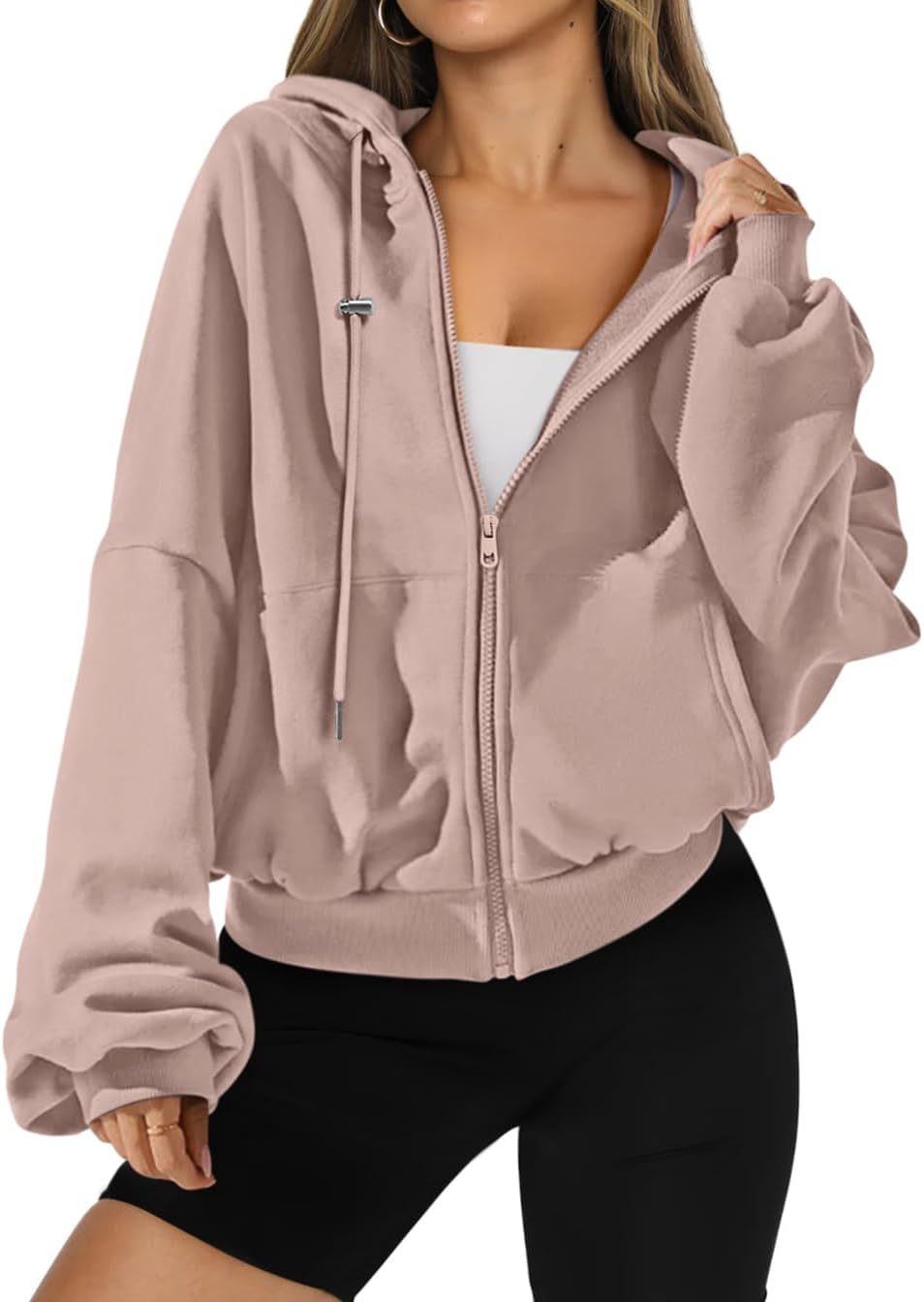 Womens Zip Up Hoodies Oversized Workout Sweatshirts Fall Fashion 2025 Casual Fleece Y2k Jackets Winter Fall Clothes