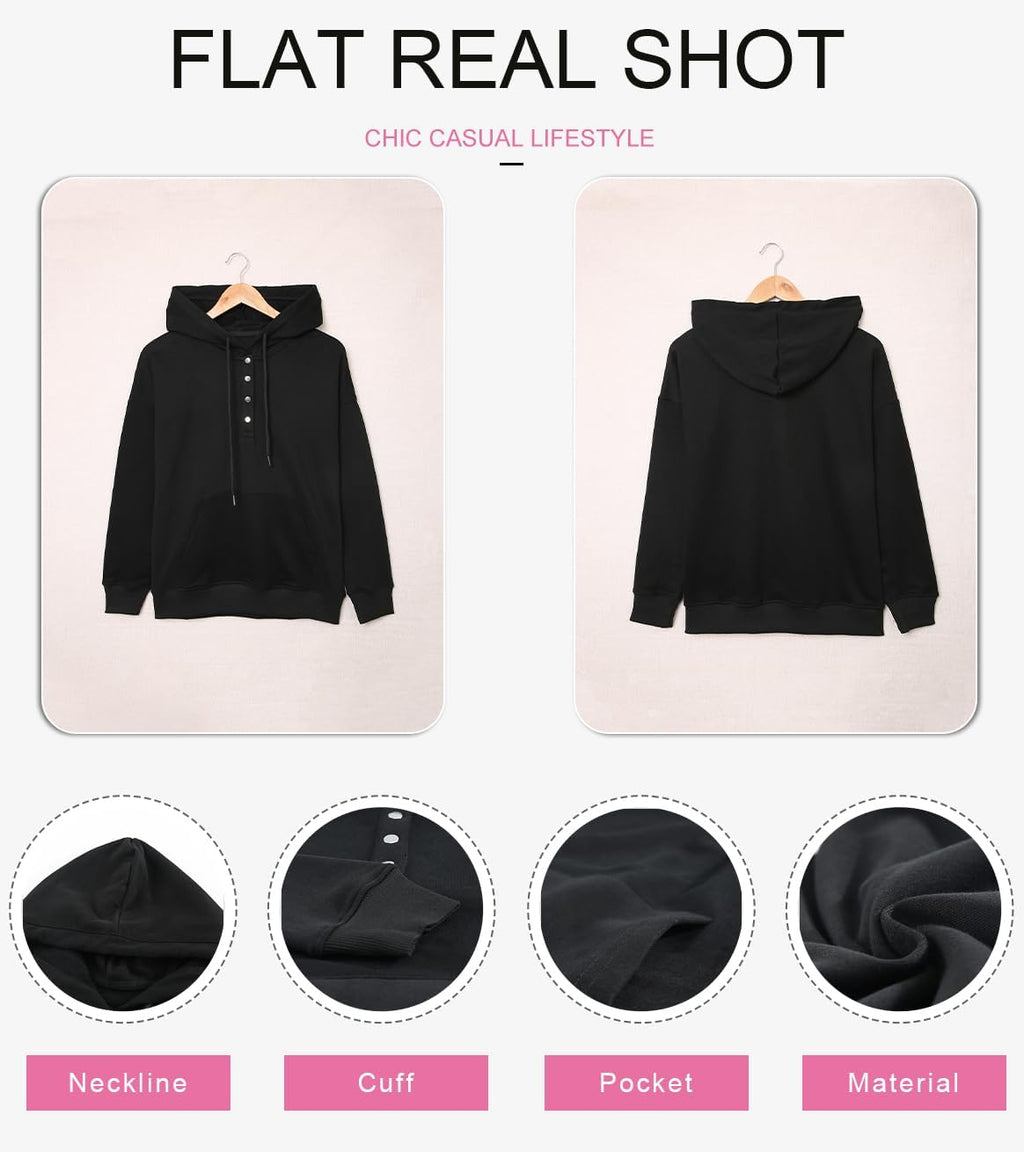 Women's Casual Hoodies Long Sleeve Solid Lightweight Pullover Tops Loose Sweatshirt with Pocket