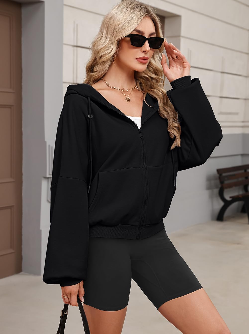 Womens Zip Up Hoodies Oversized Workout Sweatshirts Fall Fashion 2025 Casual Fleece Y2k Jackets Winter Fall Clothes