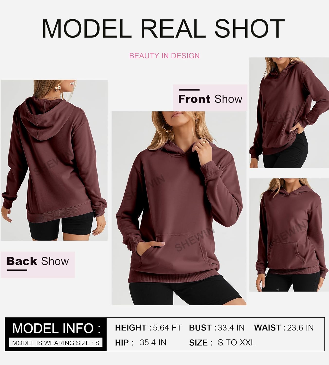 Women's Casual Hoodies Long Sleeve Solid Lightweight Pullover Tops Loose Sweatshirt with Pocket