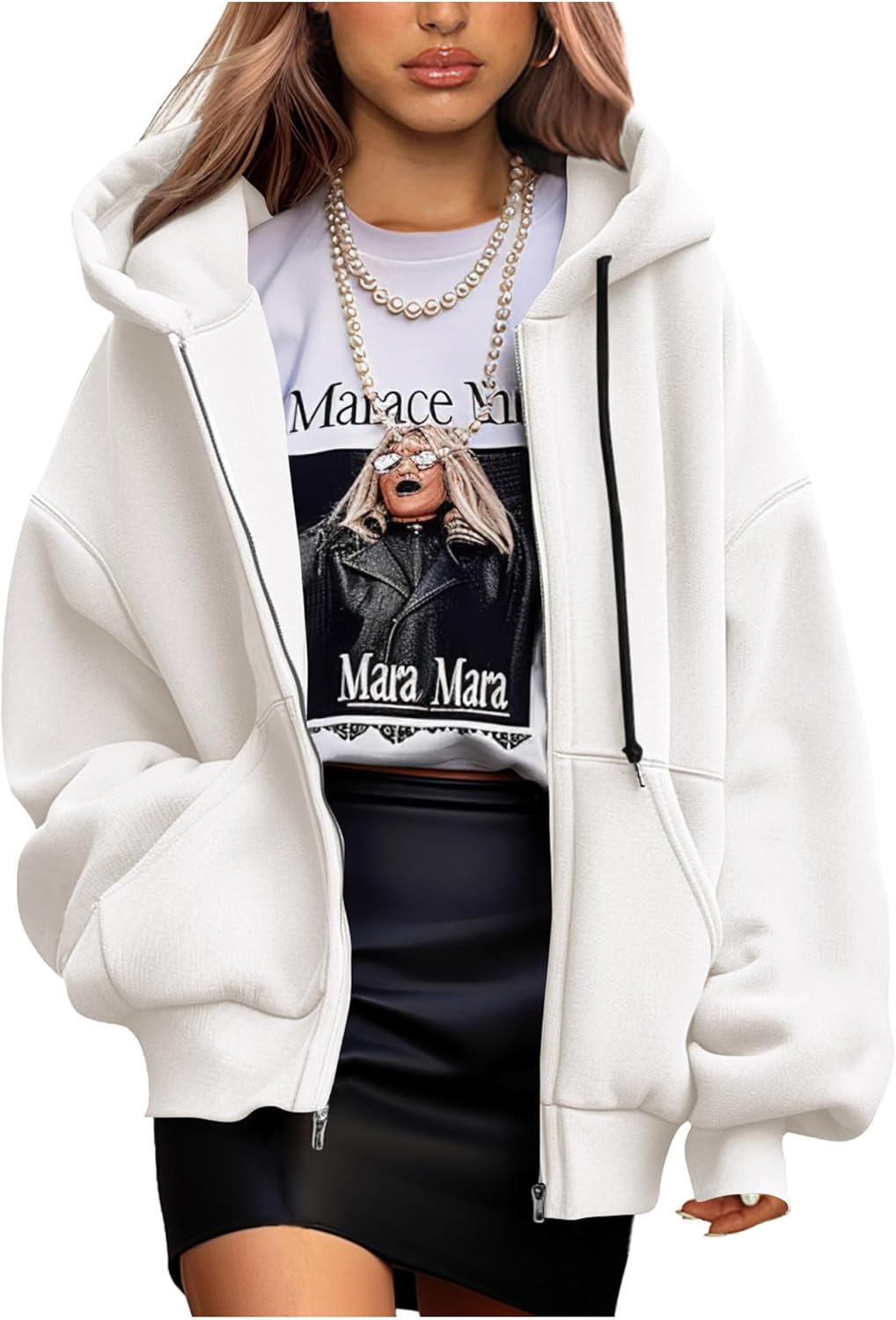 Women's 2025 Fall Oversized Hoodies Sweatshirt Long Sleeve Zip Up Pockets Loose Fit Y2K Winter Jackets Coat