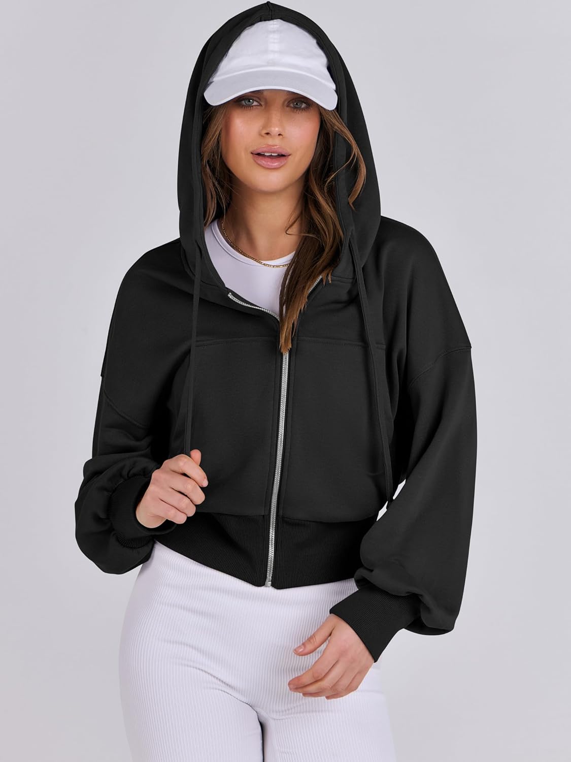 Womens Zip Up Hoodies Cropped Sweatshirts Casual Comfy Cute Zip Jackets Fashion Trendy Fall Outfits 2025 Y2K Clothes