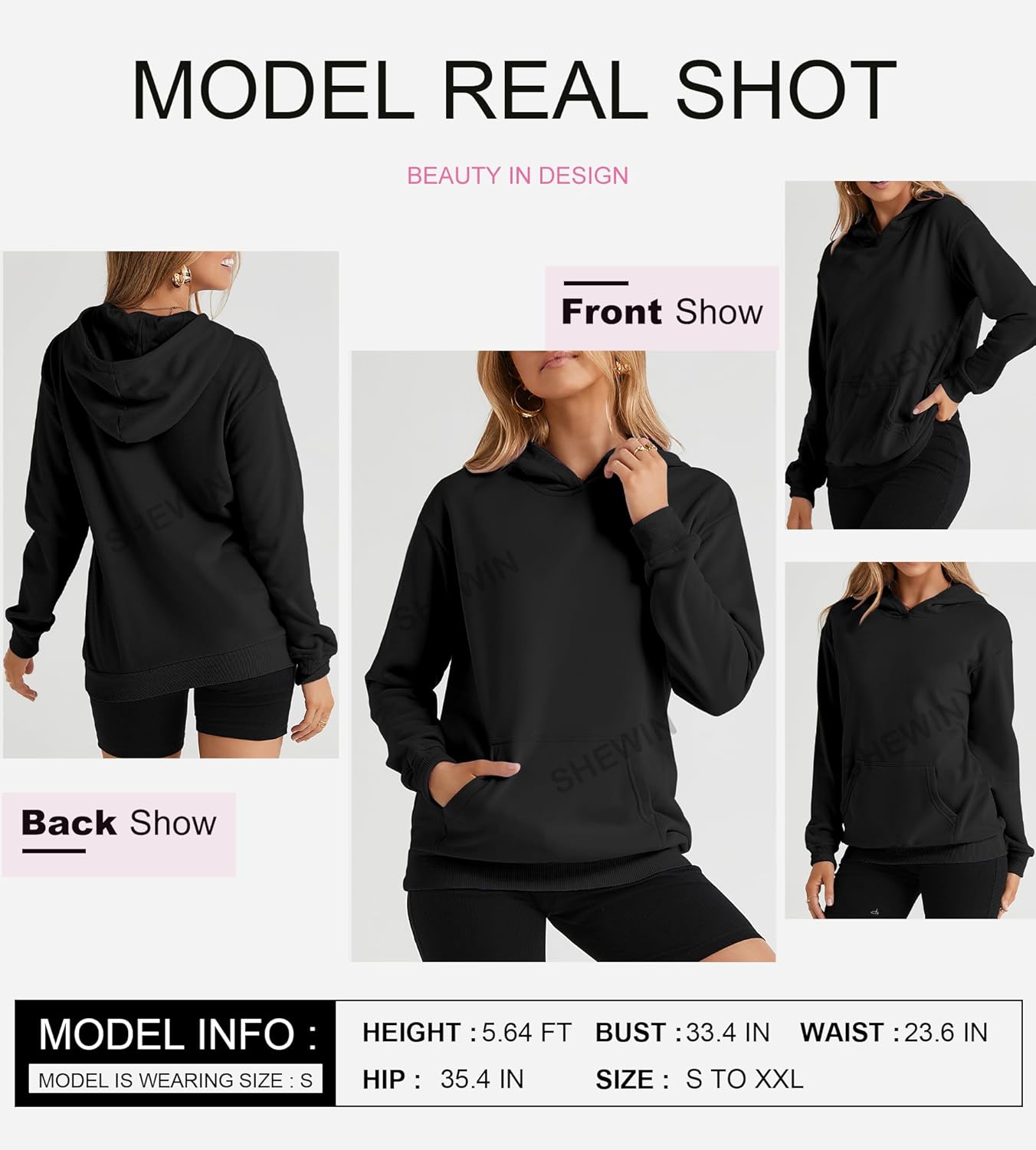 Women's Casual Hoodies Long Sleeve Solid Lightweight Pullover Tops Loose Sweatshirt with Pocket