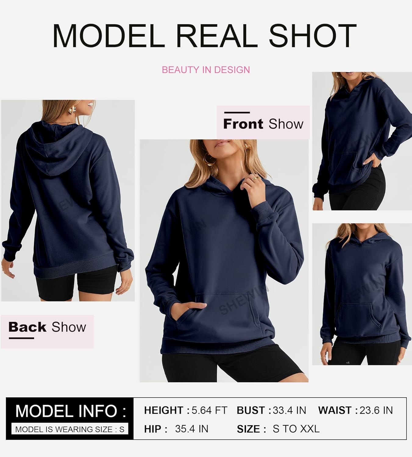 Women's Casual Hoodies Long Sleeve Solid Lightweight Pullover Tops Loose Sweatshirt with Pocket