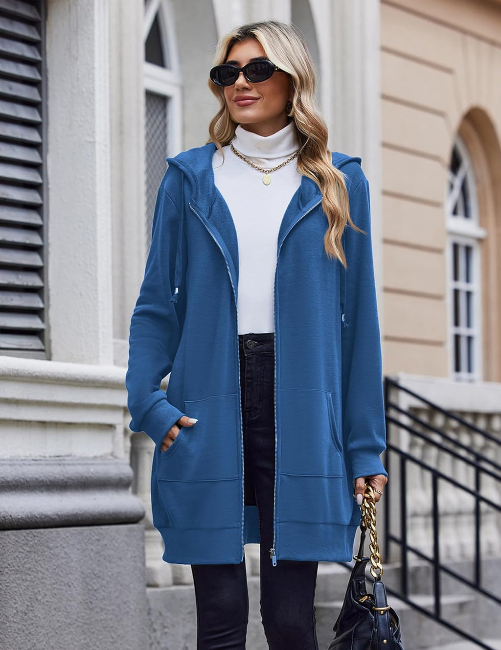 Zip Up Hoodies For Women Long Sleeve Oversized Sweatshirts Casual Lightweight Fleece Jackets With Pockets