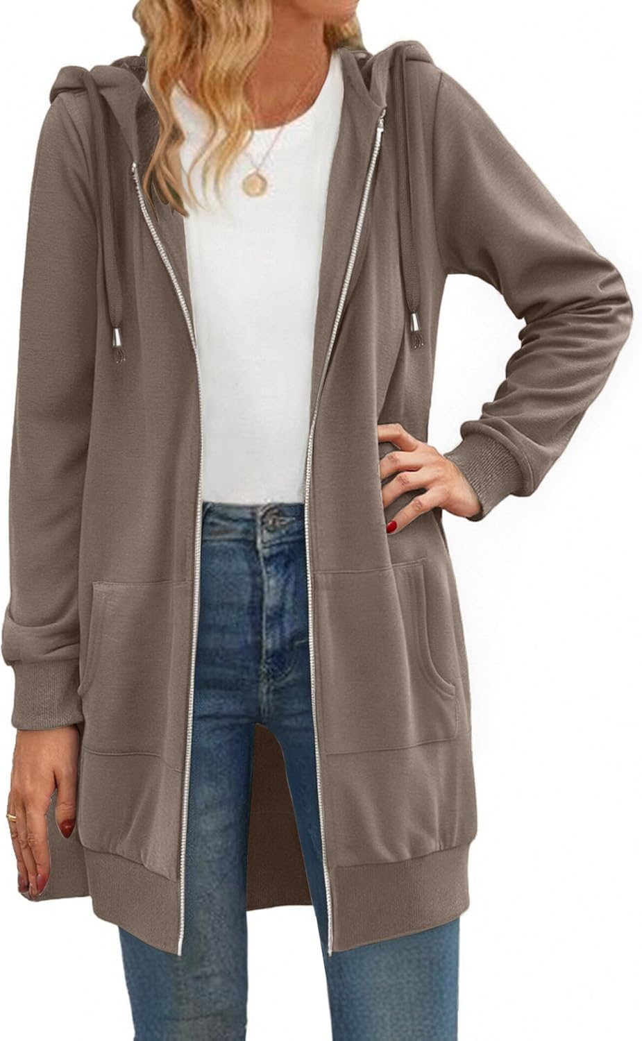 Zip Up Hoodies For Women Long Sleeve Oversized Sweatshirts Casual Lightweight Fleece Jackets With Pockets