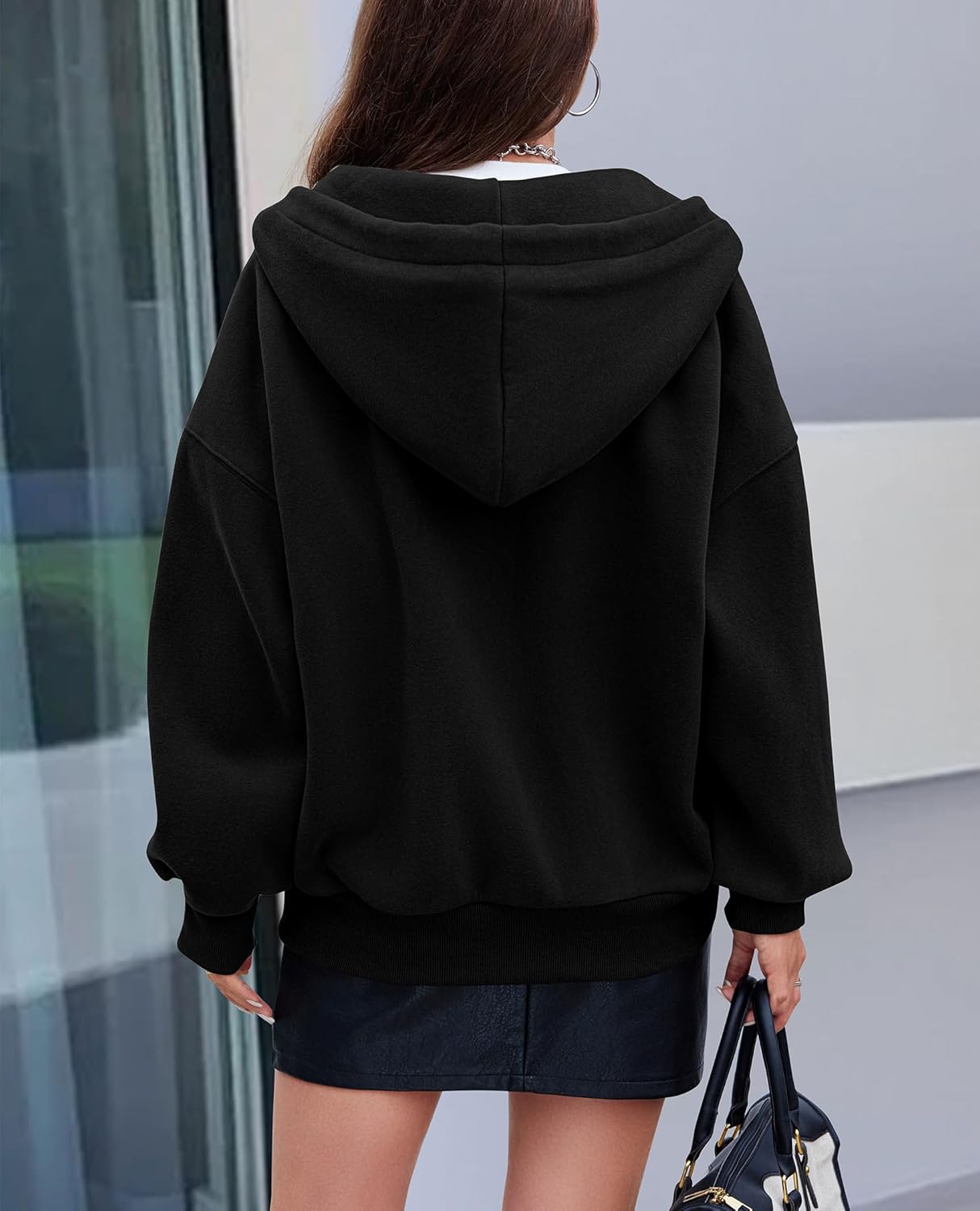 Women's 2025 Fall Oversized Hoodies Sweatshirt Long Sleeve Zip Up Pockets Loose Fit Y2K Winter Jackets Coat