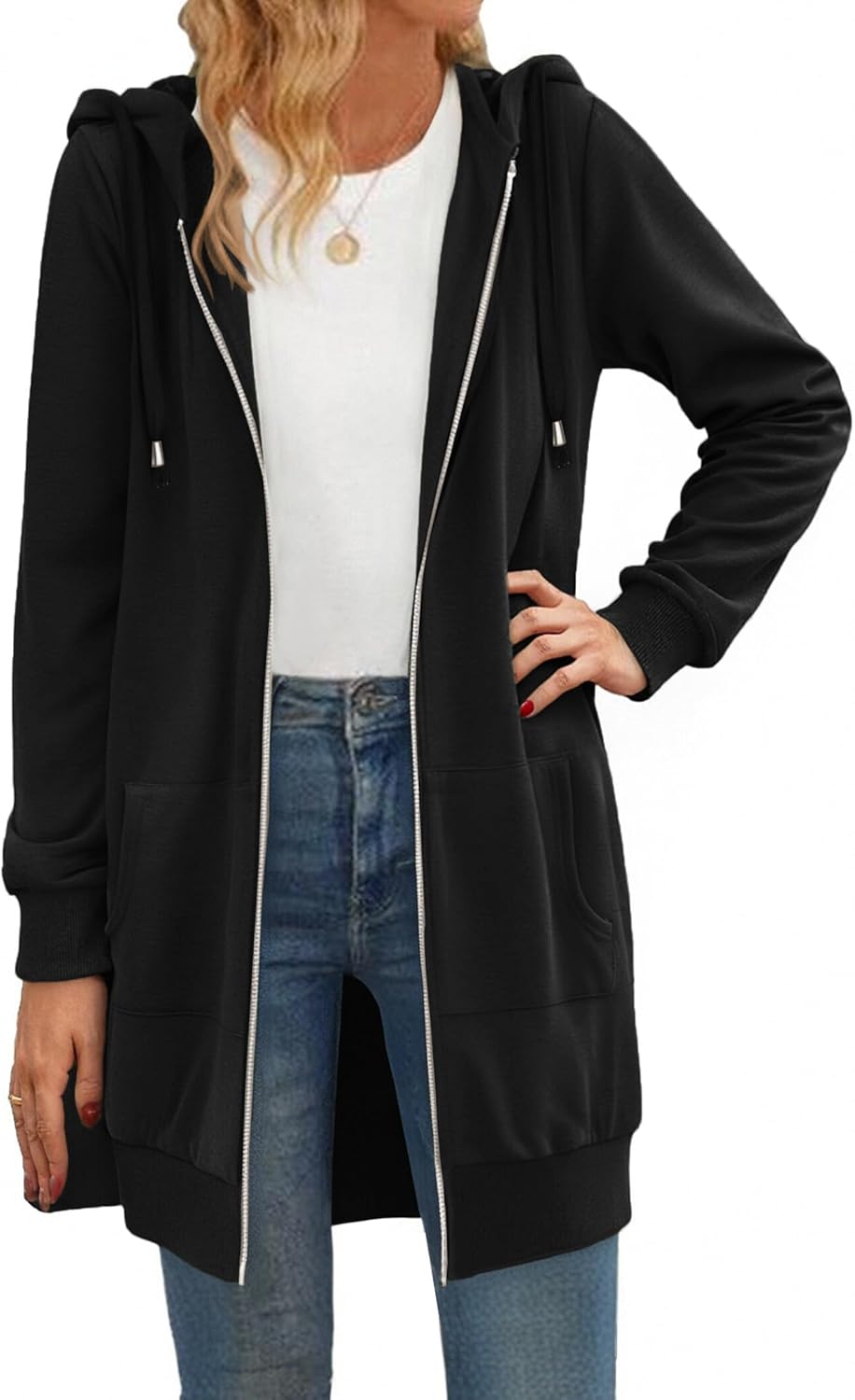 Zip Up Hoodies For Women Long Sleeve Oversized Sweatshirts Casual Lightweight Fleece Jackets With Pockets