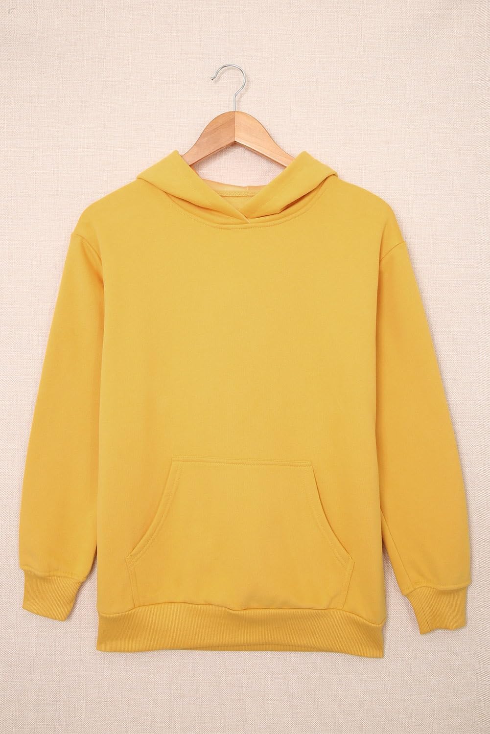 Women's Casual Hoodies Long Sleeve Solid Lightweight Pullover Tops Loose Sweatshirt with Pocket