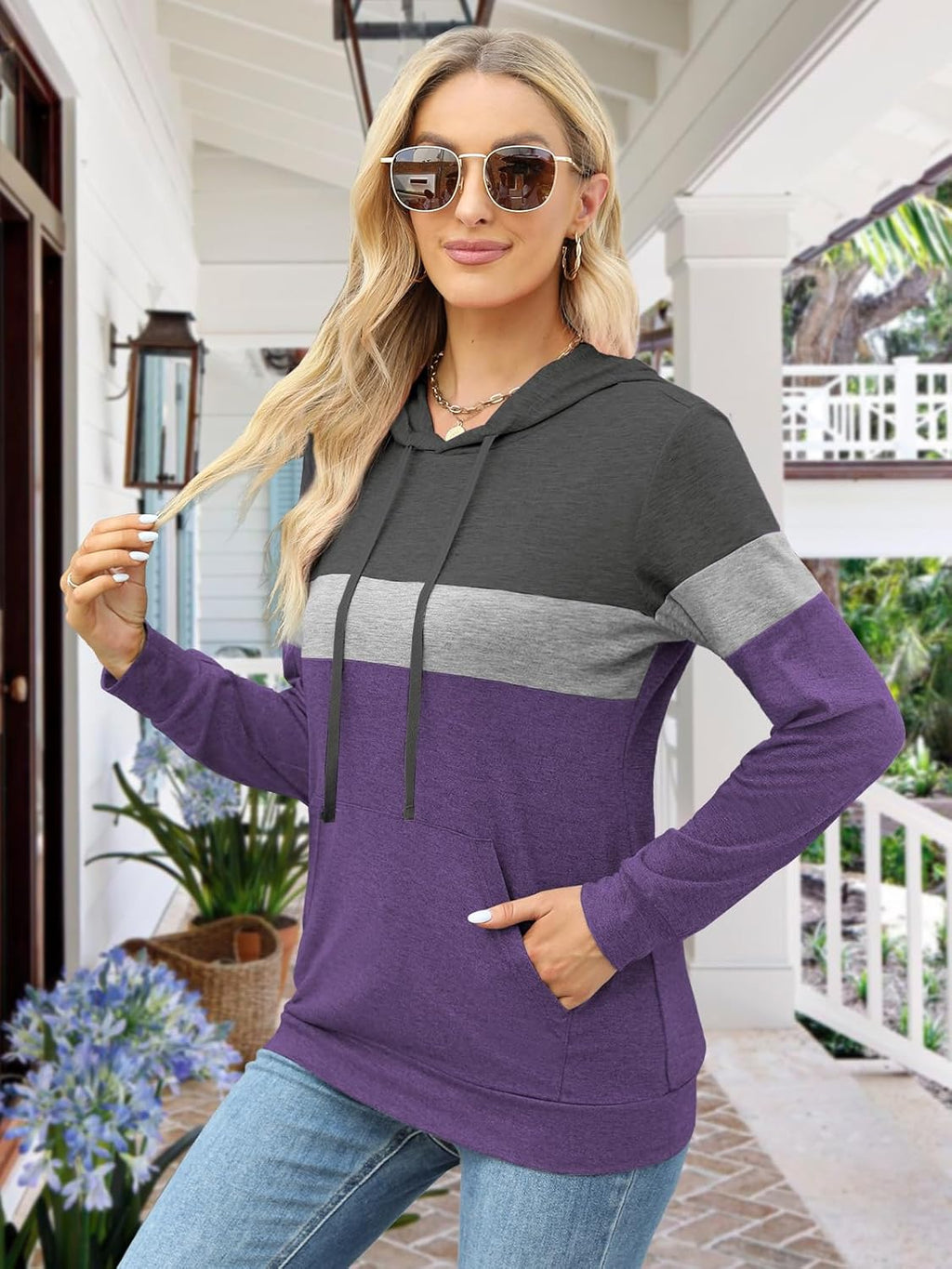 Women’s 2025 Fall Long Sleeve Hoodie Pullover Sweatshirt Lightweight Casual Tops Blouse