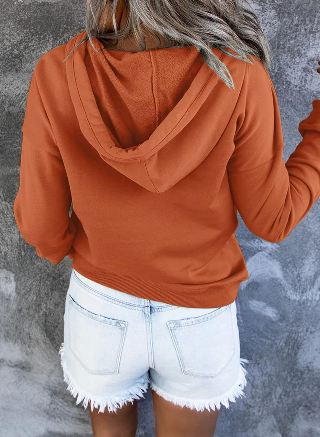 Women's Casual Hoodies Long Sleeve Solid Lightweight Pullover Tops Loose Sweatshirt with Pocket