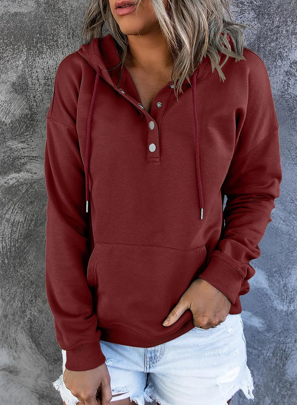 Women's Casual Hoodies Long Sleeve Solid Lightweight Pullover Tops Loose Sweatshirt with Pocket