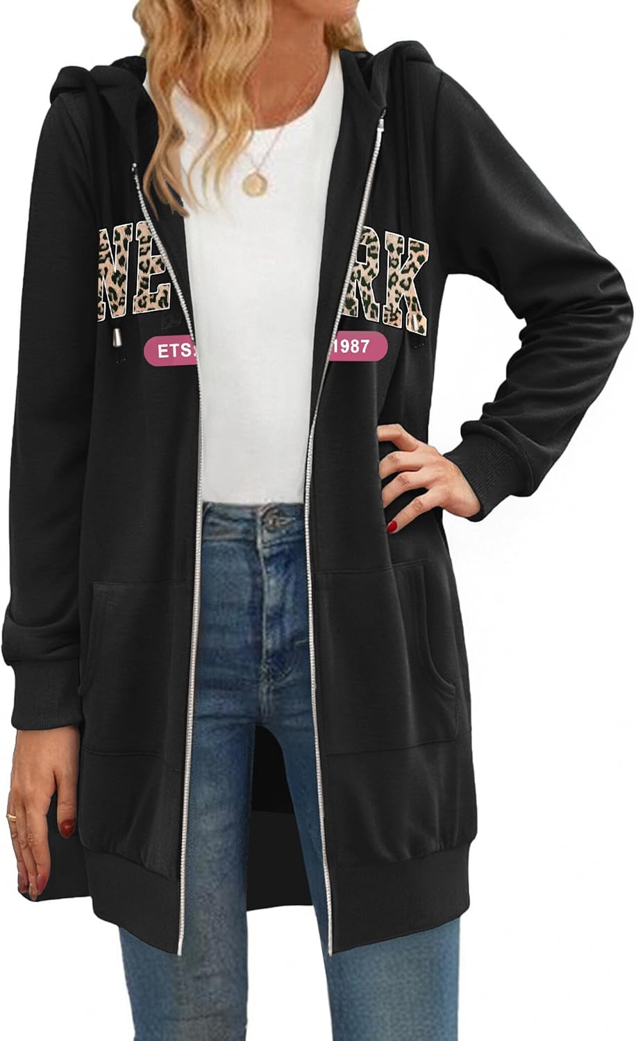 Zip Up Hoodies For Women Long Sleeve Oversized Sweatshirts Casual Lightweight Fleece Jackets With Pockets