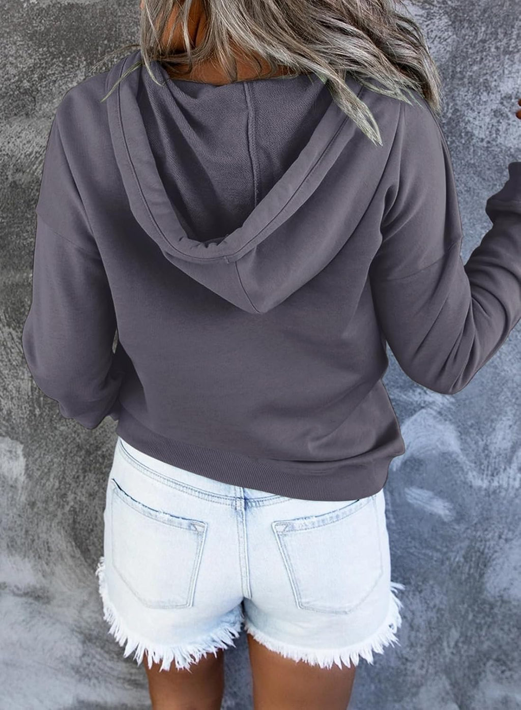 Women's Casual Hoodies Long Sleeve Solid Lightweight Pullover Tops Loose Sweatshirt with Pocket