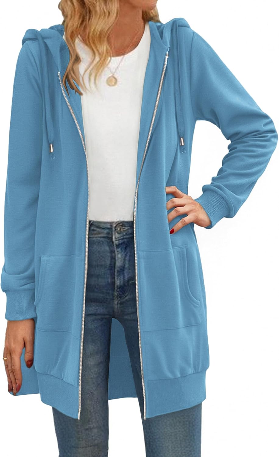 Zip Up Hoodies For Women Long Sleeve Oversized Sweatshirts Casual Lightweight Fleece Jackets With Pockets