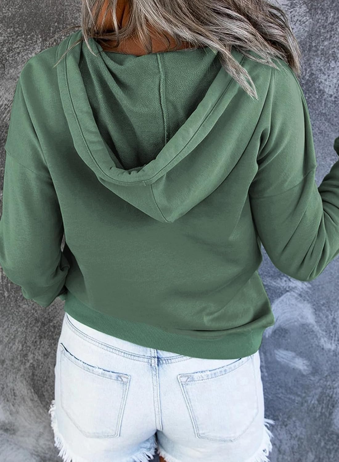 Women's Casual Hoodies Long Sleeve Solid Lightweight Pullover Tops Loose Sweatshirt with Pocket