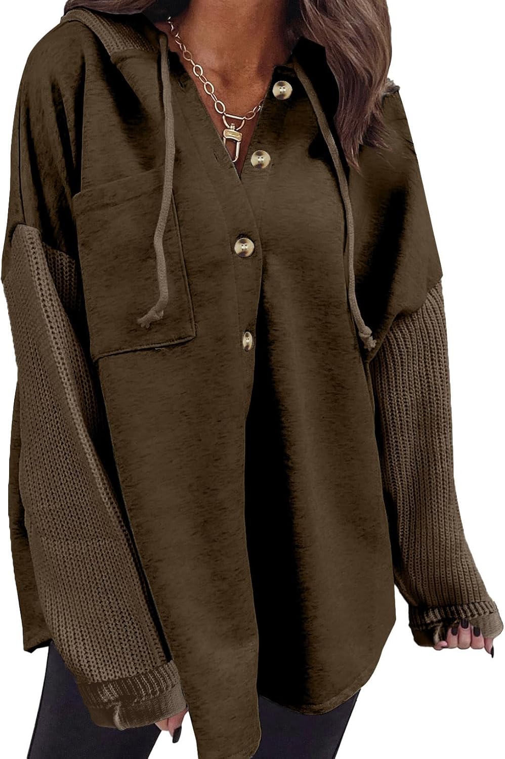 Oversized Sweatshirt for Women Loose Fit Casual Long Sleeve Button Hooded Sweatshirts Hoodies with Pocket